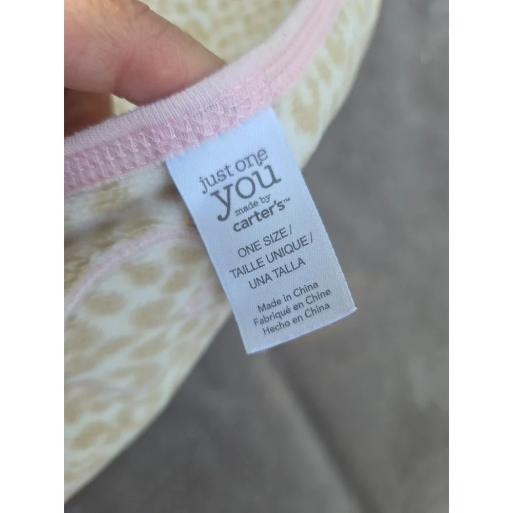 Just One You Carters Tan Leopard Cheetah Baby Blanket Lovey Pink Heart